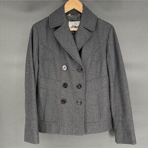 Guess Los Angeles Women's Wool Blend Short Peacoat L Gray Outerwear Old Money